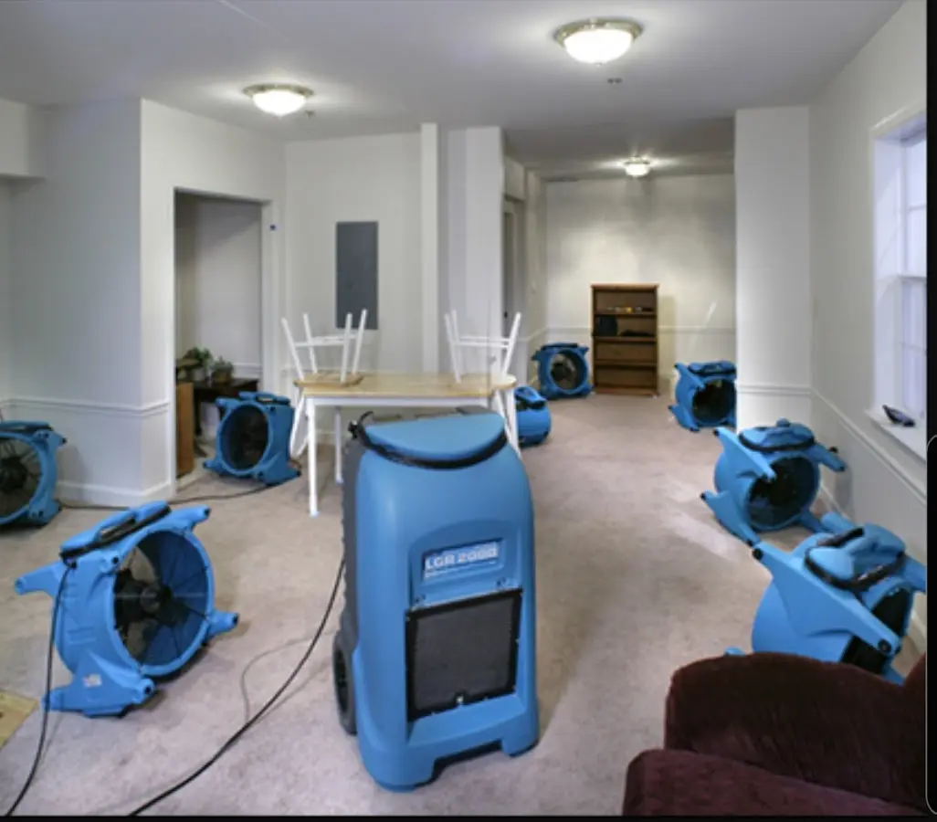 Air movers and dehumidifier setup for Water Extraction & Removal in Birch Bay